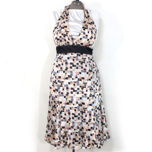 Kaya di Koko Cube Print Silk Halter Dress